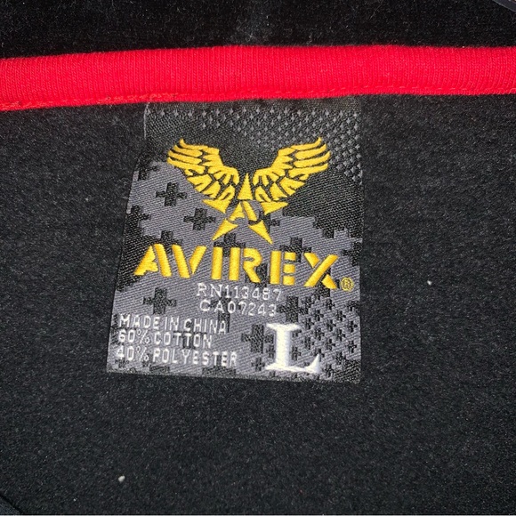 Avirex Classic Hoodie Size L Black Indian Chief Design & Arm Patches Zip Up NY - Picture 13 of 16